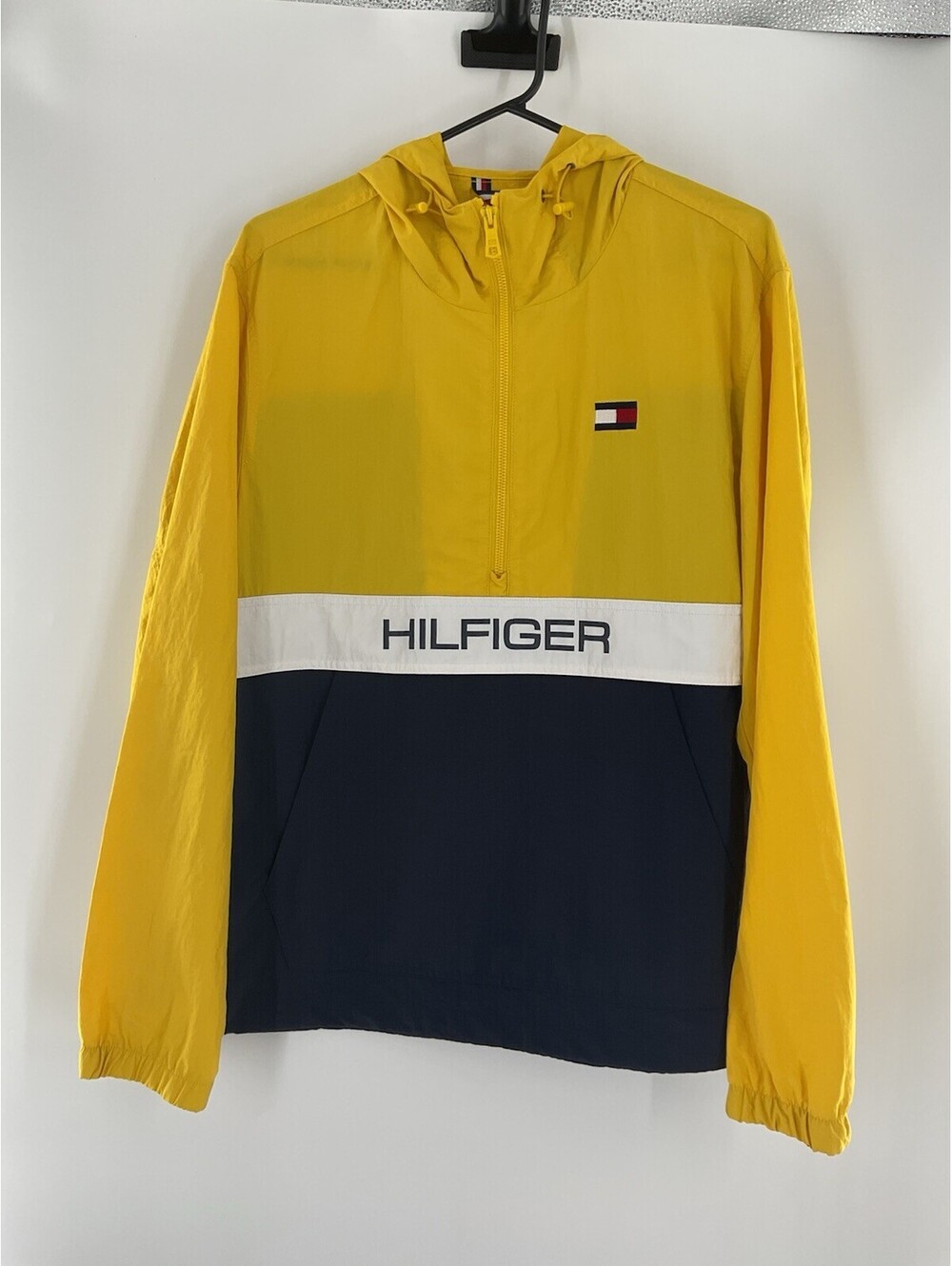 Tommy Hilfiger Medium Windbreaker Quarter Zip Blue Yellow 108